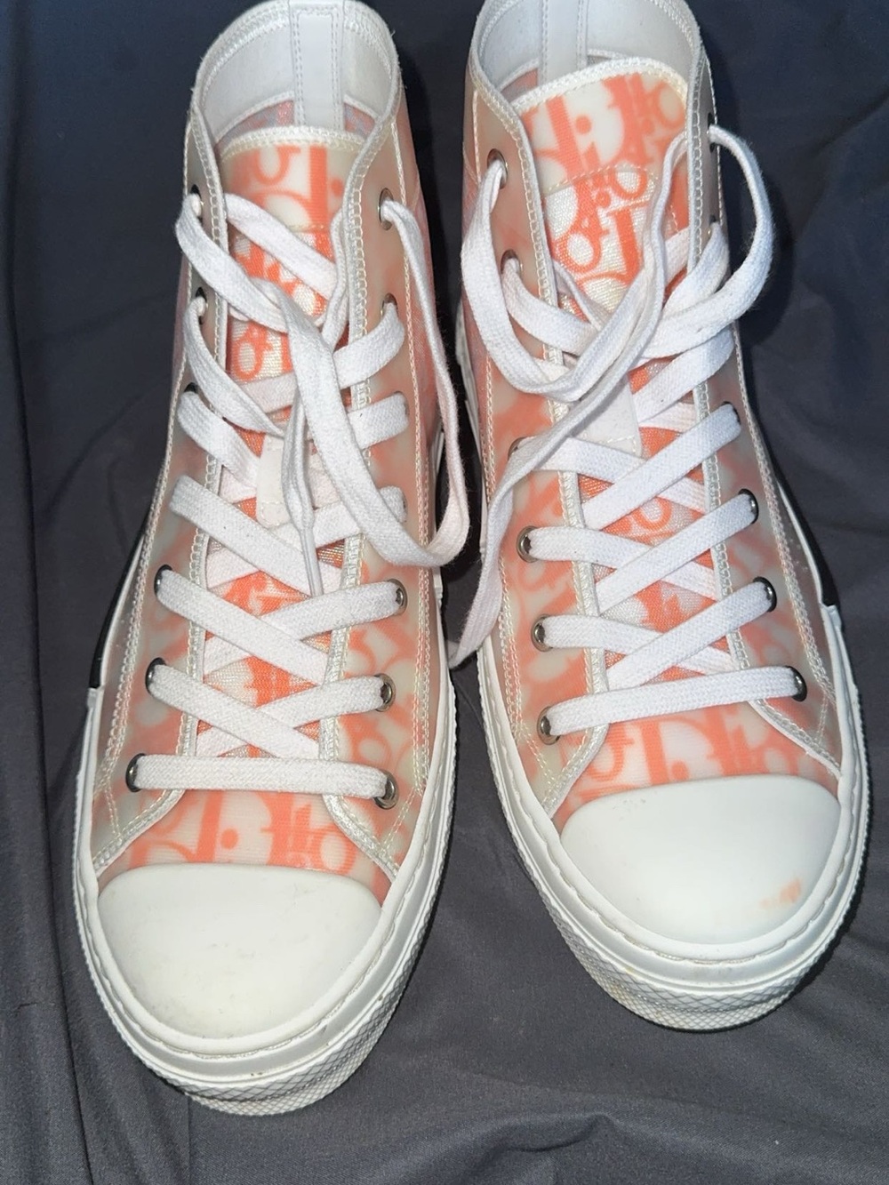 Dior High-Top Sneaker in Peach and White Monogram - Picture 4 of 4